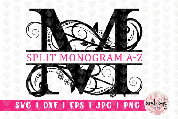 Swirl Floral Split Monogram: Elegant Design Alphabets